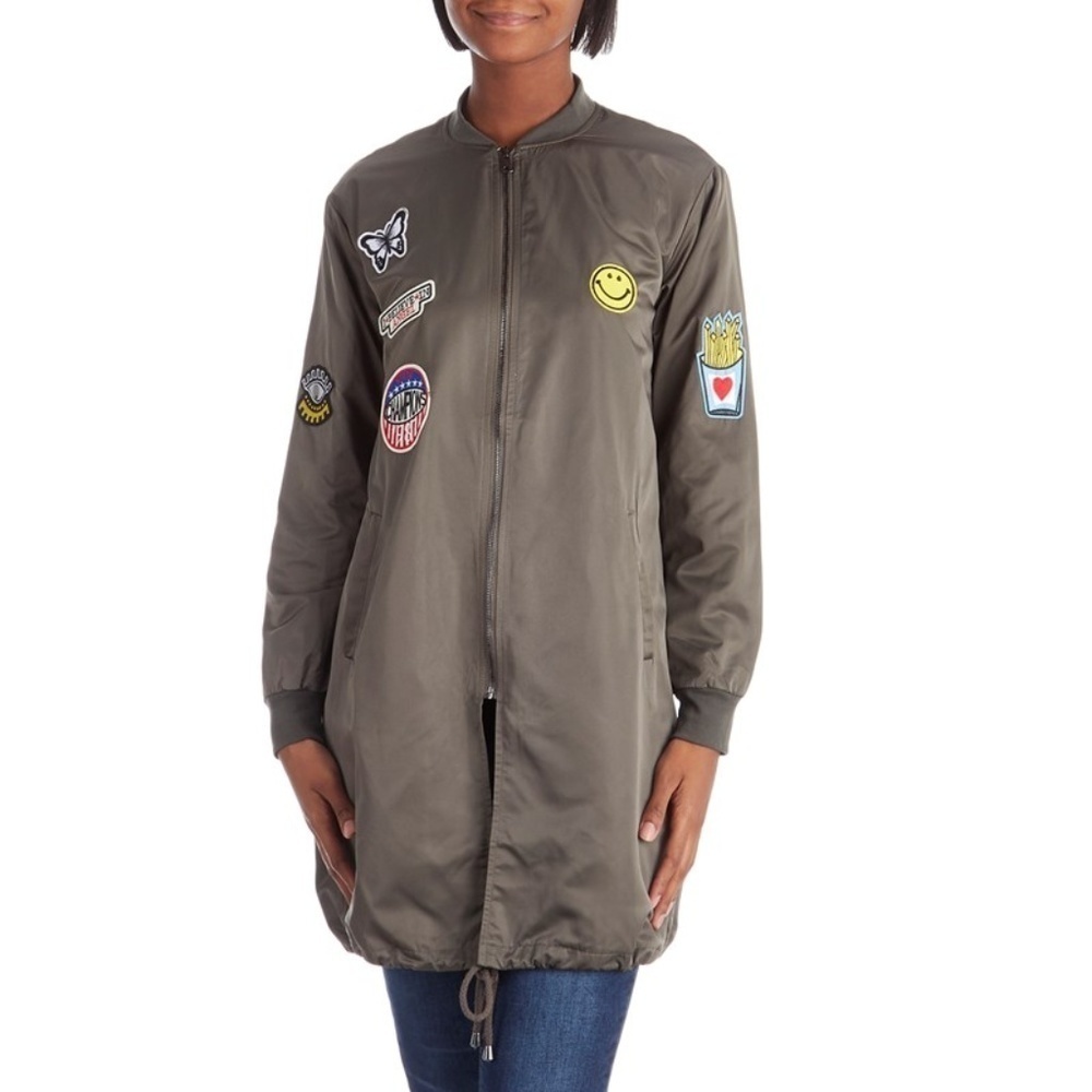 Romeo & Juliet Couture Long Applique Bomber jacket